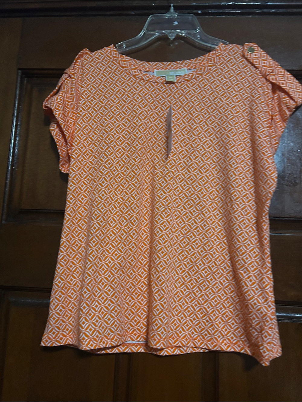 MICHAEL Michael Kors Orange Geometric Short Sleeve Top